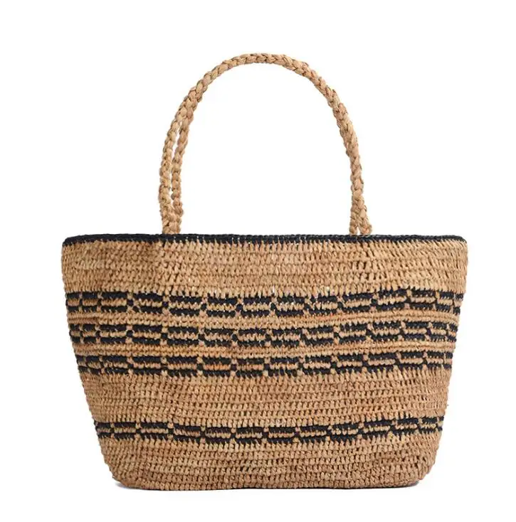 

Stock women fashion handmade handbag raffia straw summer beach bag tassels single shoulder cross body bag
