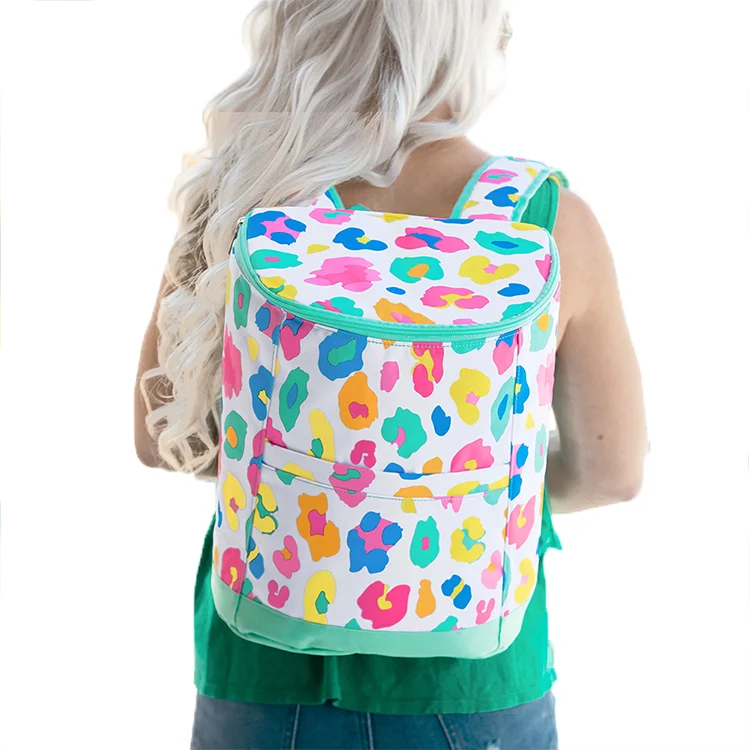 

RTS Backpack Style Leopard Colorful Cooler Bag With Custom Pattern