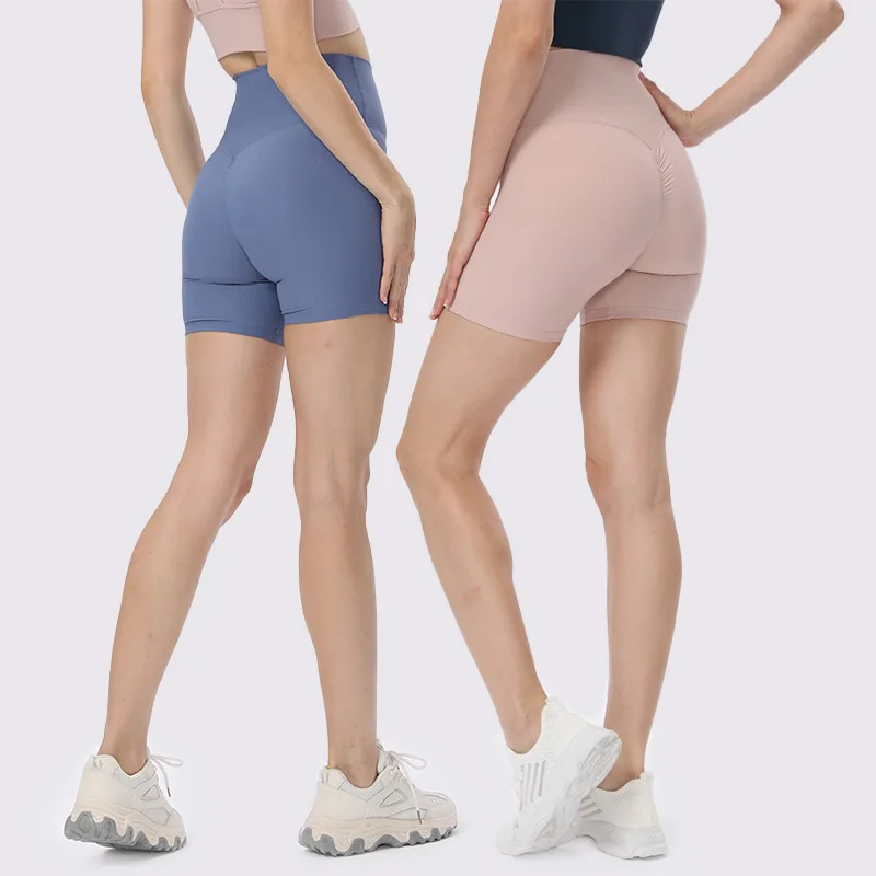 

Newest Sweat-Wicking Ribbed Yoga Shorts Crotchless Women Gym Outfit Sports Shorts Pants Ladies Bodybuilding Short Pants