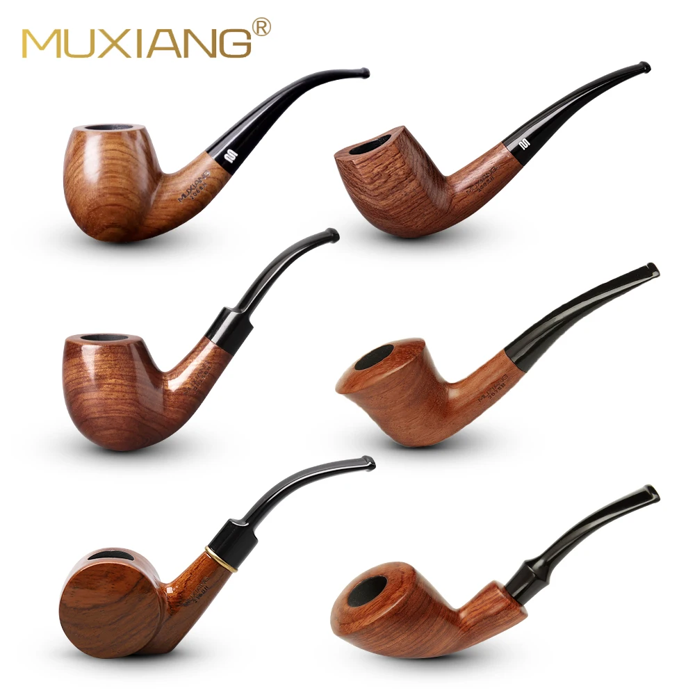 

MUXIANG Wholesale Natural Rosewood Tobacco Pipe Hand Carved Smoking Pipe in stock, As picture