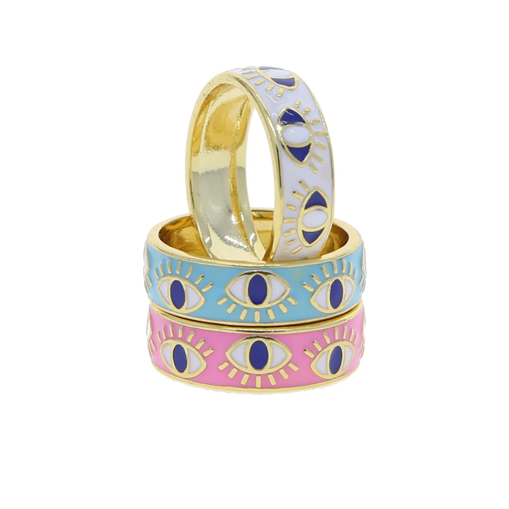 

Gold Greek Eye Enamel Ring Evil Eye Knuckle Band Ring for Women Colorful Enamel Jewelry, Customized