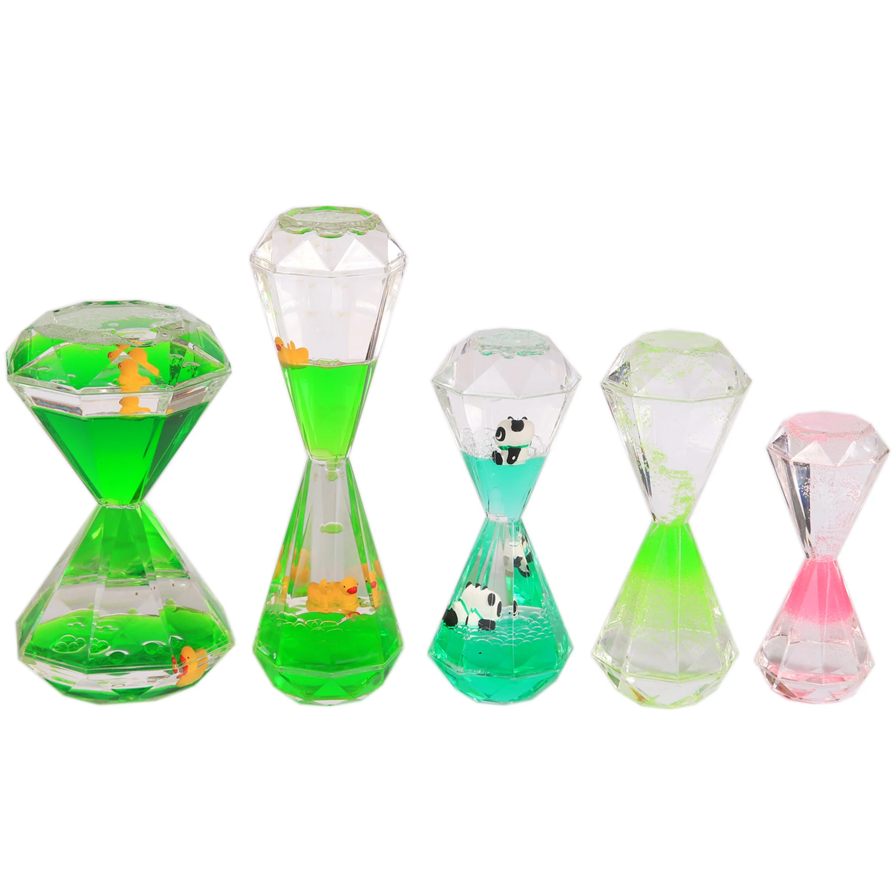 

Plastic Decorative Kids Toy Drip Oil Hourglass Moving Liquid Sand Timer, Green, blue, orange or customize color