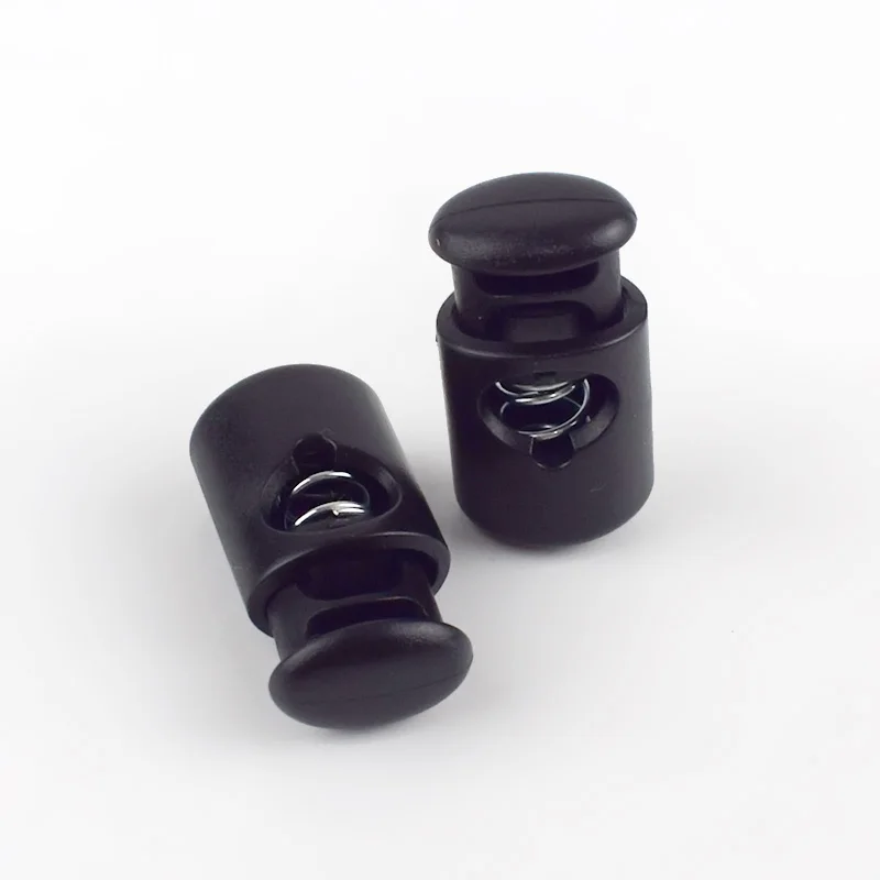 

MeeTee KY160 Elastic Rope Single Hole Stopper Adjustable Buckle Plastic Cord End Lock Spring Stopper Sportswear Drawstring Parts, Black