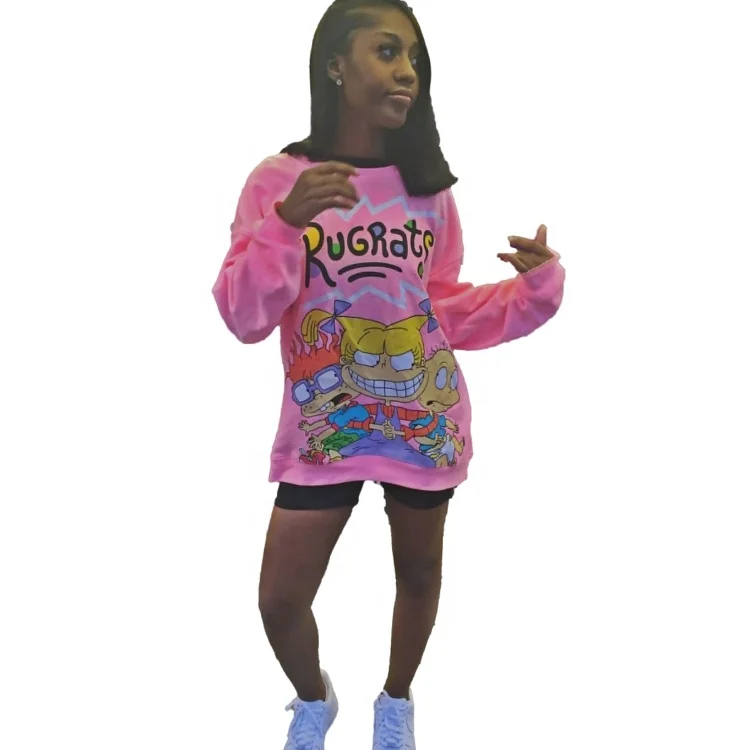 

Spring and Autumn Cartoon Print Long Sleeve Ladies Top Loose and Thin Pullover Sweatshirt