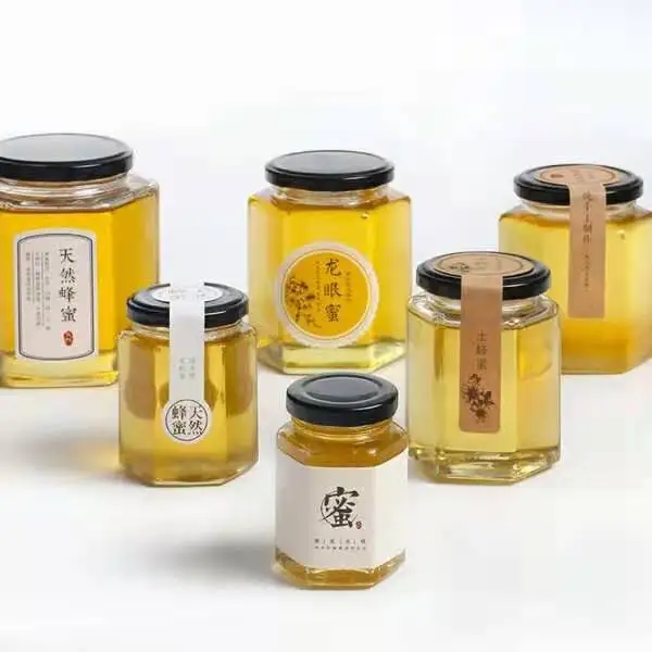 

CE certificated Factory Supplied Wholesale Hexagon Glass Honey/Cookie/Jam Jar