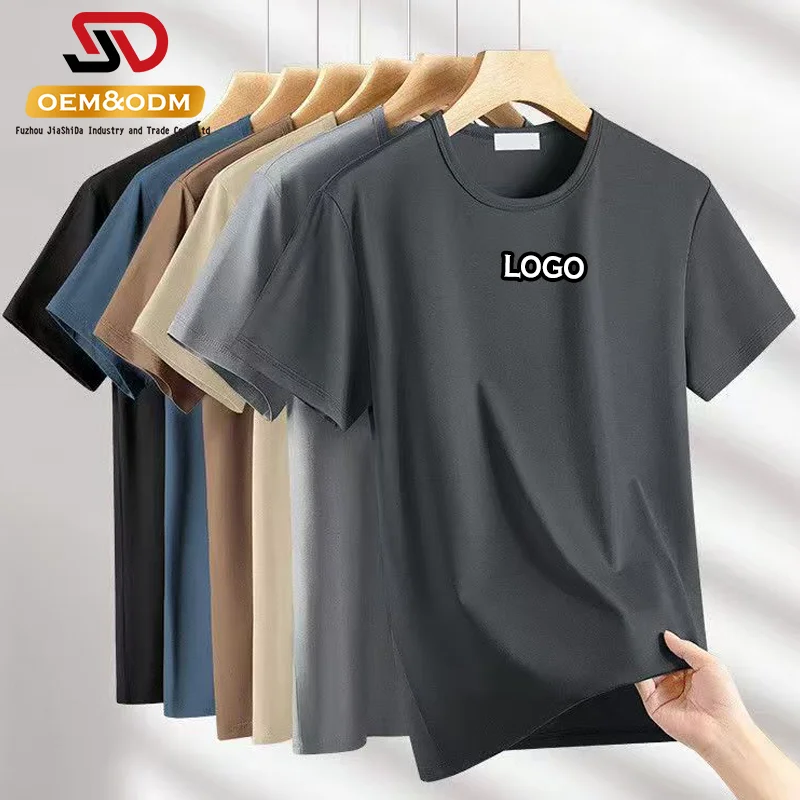 JSD 2025 OEM Wholesale Solid Silk Screen Printed 100% Polyester 180 Gsm Regular Fit Men's T-Shirts Quick Dry Breathable