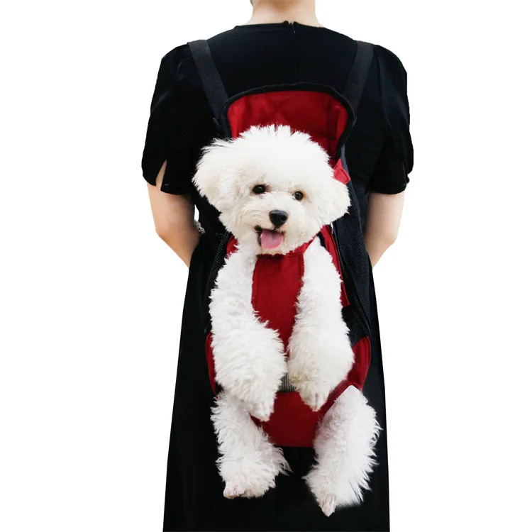 

Pet dog and cat go out portable backpack cotton chest small pet backpack, Red