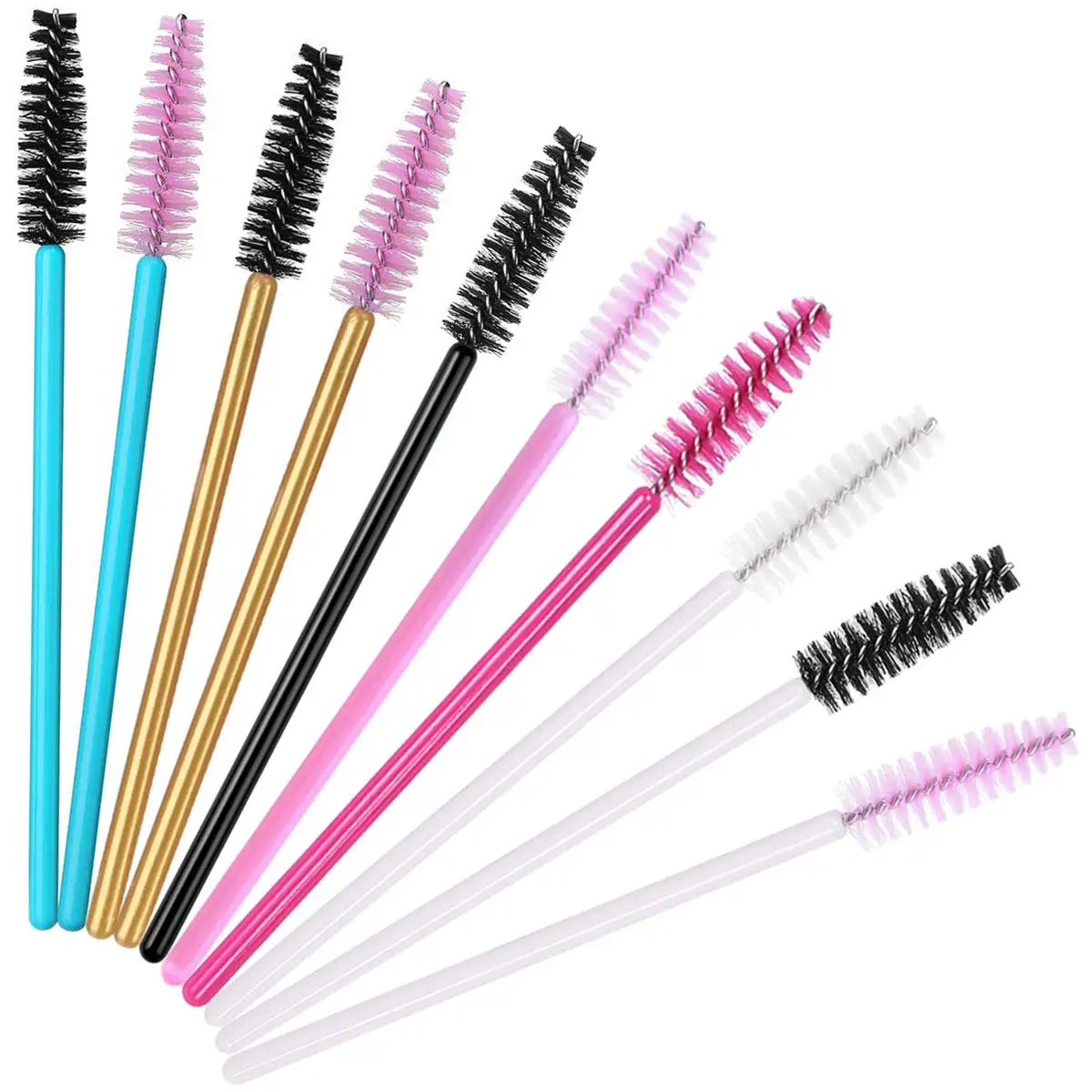 

50pcs Disposable Eyelash Mascara Brushes Eyebrow Brush, Eyelash Brush Makeup Tools Gold Blue White