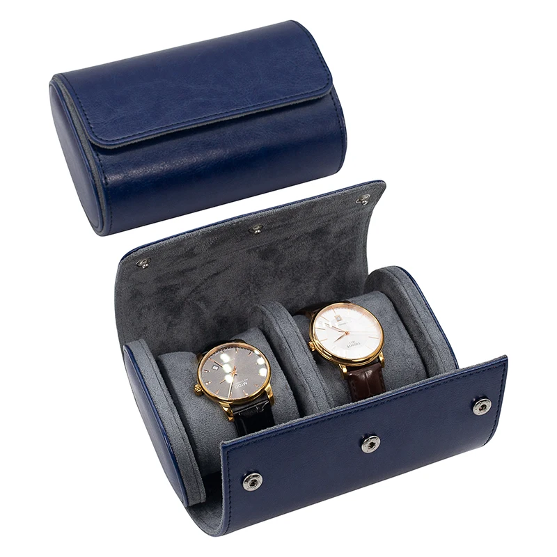 

Luxury Travel Portable Black Leather Retail Watch Box, Blue