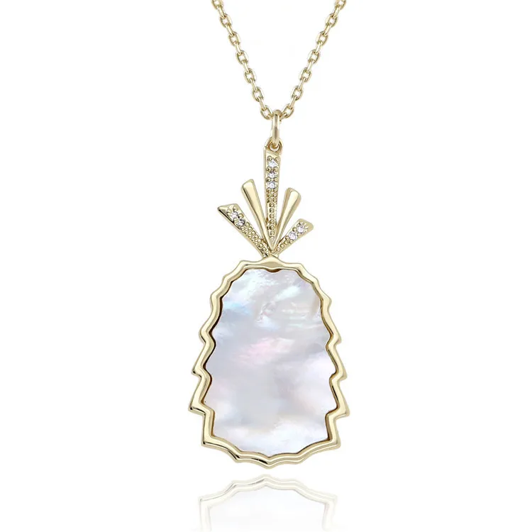 

Wholesale fashionable copper simple party gifts women pineapple shaped shell jewelry necklace