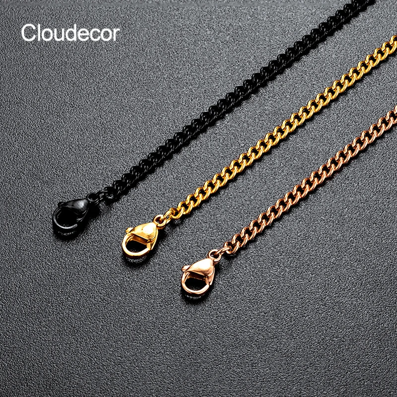

Gold Black Flat Link Chain For Jewelry Making Stainless Steel 2.3mm 3mm 4mm Chain Wholesale Fashion Jewelry 2021 For Women Men