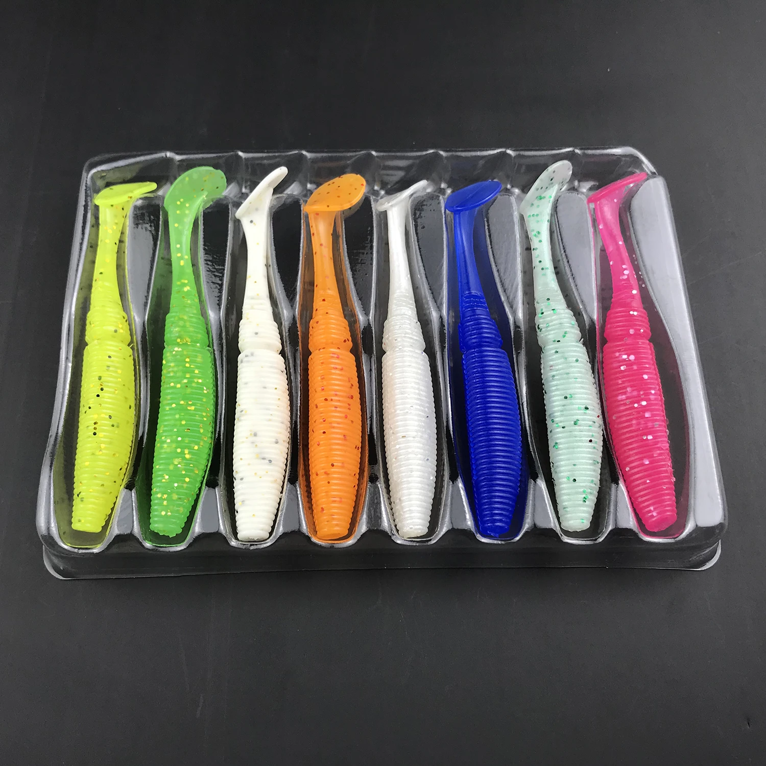 

Plastics soft lure 7.5cm/3.2g luminous t tail mix color soft bait set artificial shad lure other fishing products, Mix colors