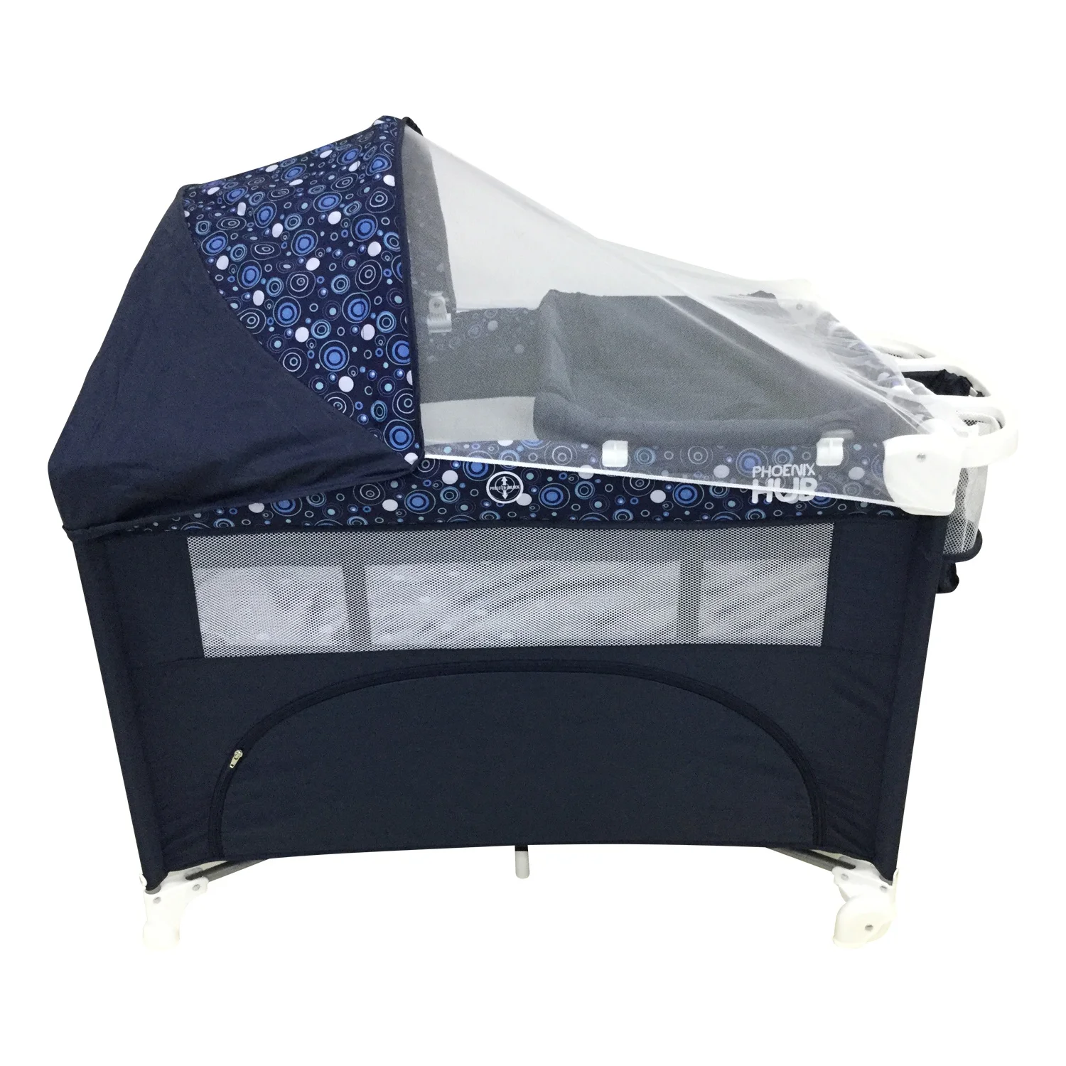 
baby playpen corral trvel cot crib bed with canopy and mosquito net foldable portable wheels diaper changer storage pink mesh 