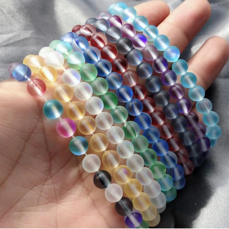 

Free Shipping Wholesale 6mm Clear Beads Bracelet Bling Nurse Gift Jewelry Accessories Glass Moonstone Stretch Bracelet, As picture