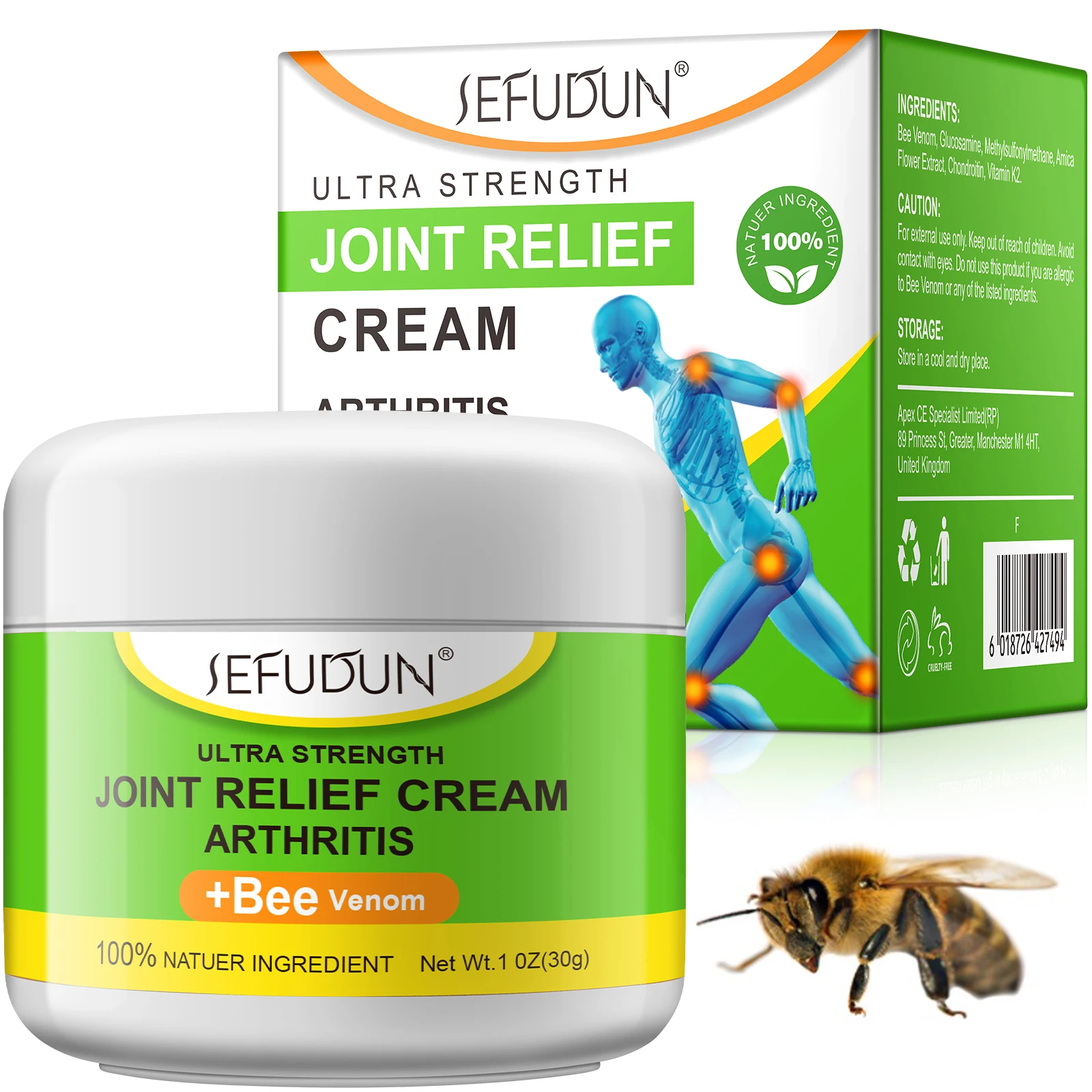 

SEFUDUN natural wholesale vitamin K2 bee venom knee shoulder bunion pain relief massage creamback joint pain relief cream