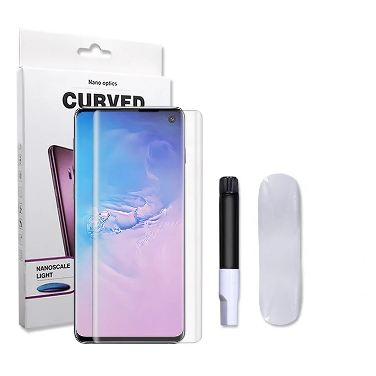

3D UV Full Glue Screen Protector Film On The For Samsung Galaxy Note 20 Ultra Tempered Glass S20+ Protective Glass+Lamp+UV Glue, Clear color
