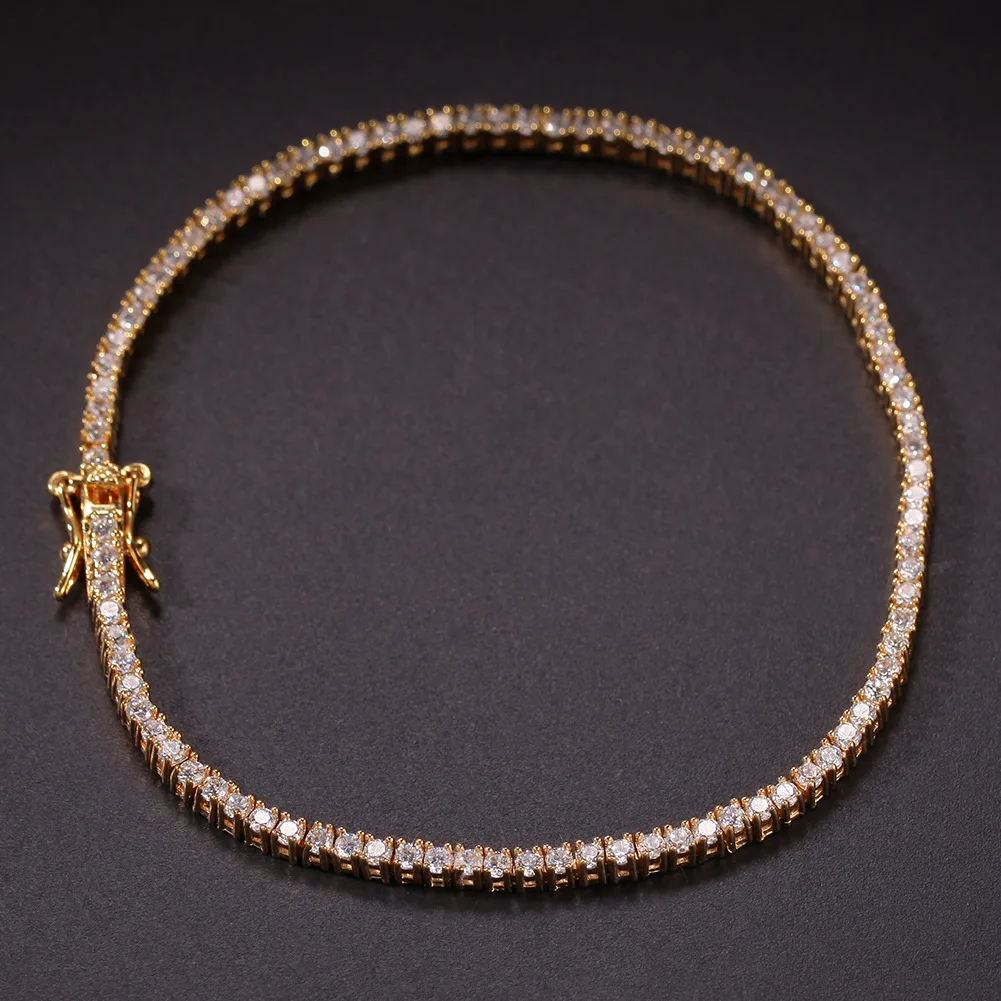 

Hip Hop Fashion Accessories 2Mm Zircon Tennis Chain Bracelet, Silver,gold