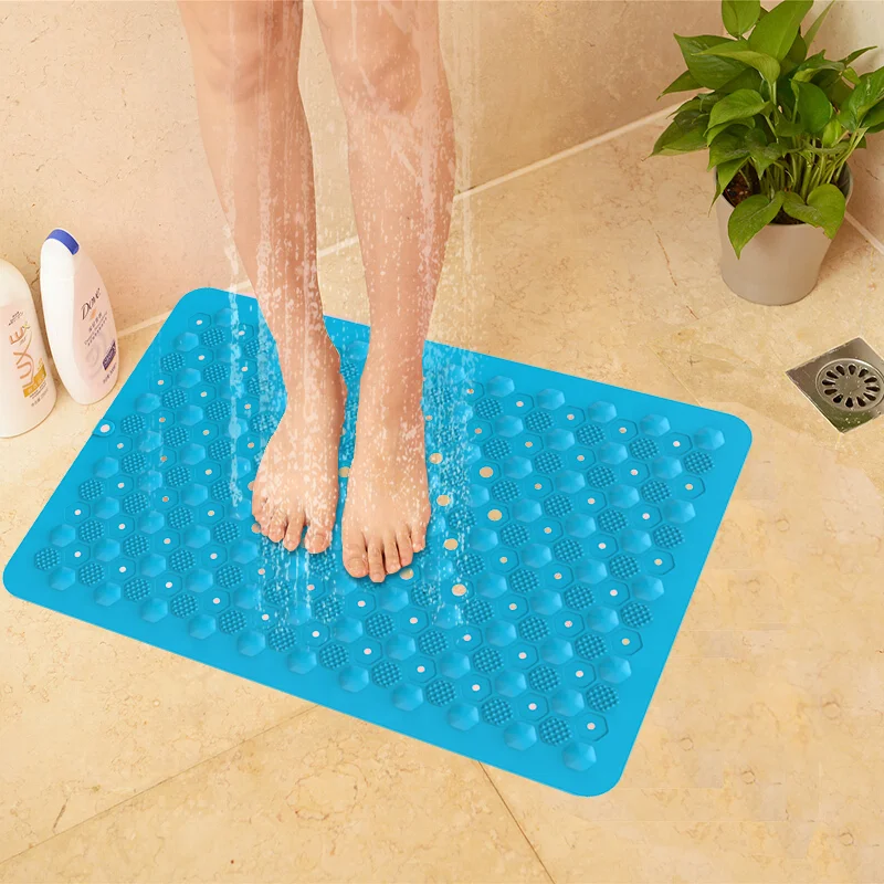 

Anti Slip Massage Anti Bacterial Silicone Bath Mat Bath Tub Mat Shower Mat Tapete de banheiro with Strong Suction Cups, Blue,pink and so on