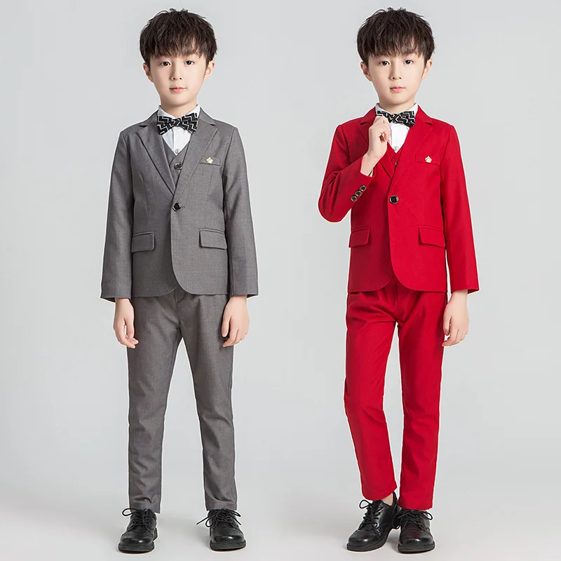 

3Pcs Children Formal Dress Suit Sets Boys Blazer +Vest + Pant 3pcs Outfits Kids Wedding Party Piano Performance Host Costume, Can be customized