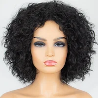 

Natural Looking Cheap None Lace Machine Made Wig Heat Resistant Fiber Hair Black Short Kinky Curly Synthetic Wig