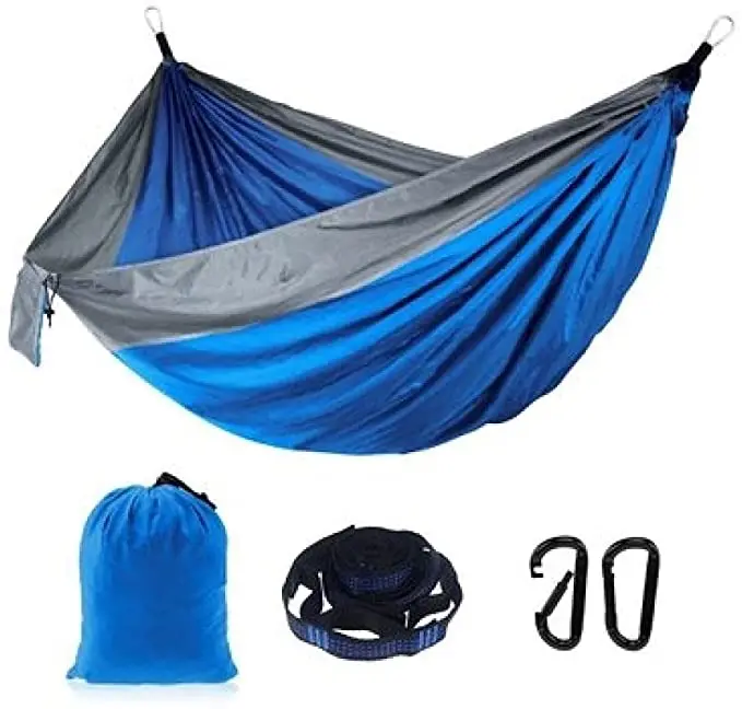 Woqi Pink Nylon Rope Mesh Taffeta Fabric Mosquito Net Parachute Hammock Single Seating Camping Travel Featuring Dark Carabiners