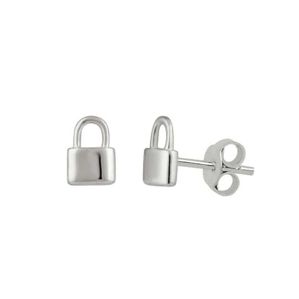 

2020 New Simple 925 Sterling Silver Love Lock Stud Earrings Fashion Wedding Earrings for Women Party Jewelry