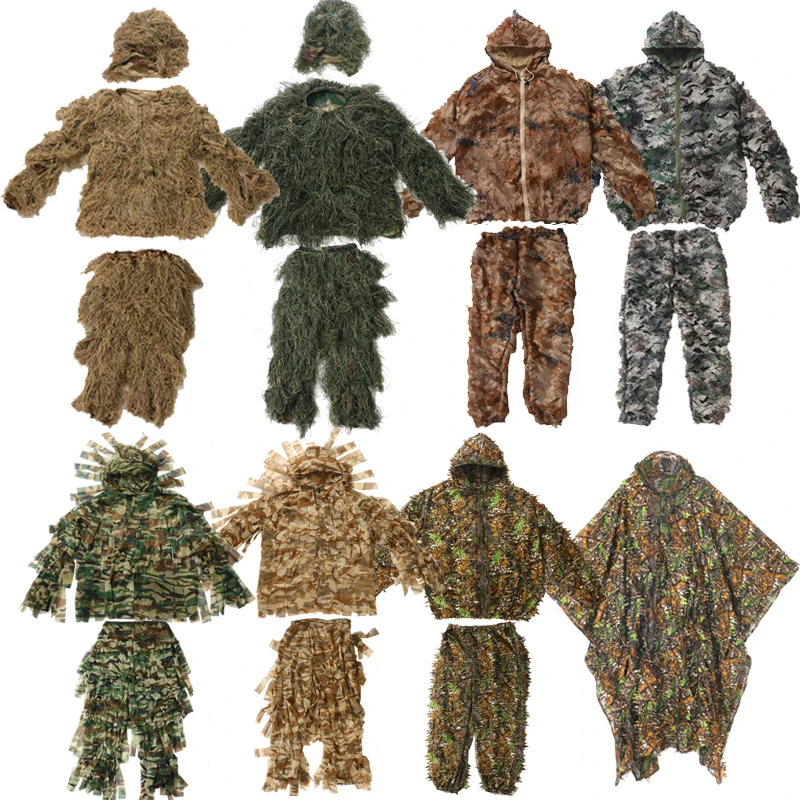 

dropshipping Ghillie Suit Outdoor Military Clothes Camouflage Clothing 3D Leaf for Jungle Hunting,Shooting, Airsoft