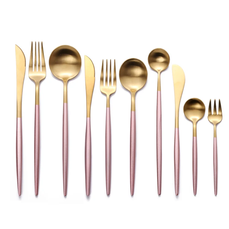 Classic 18/10 Silverware Set Copper Party Brushed Gold 72Pcs 24Pcs Fork Cutlery Set