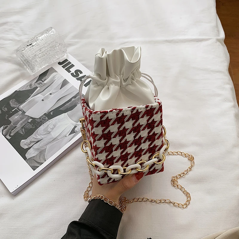 

New fashion chains handbag vegan bucket bag, 4 colors