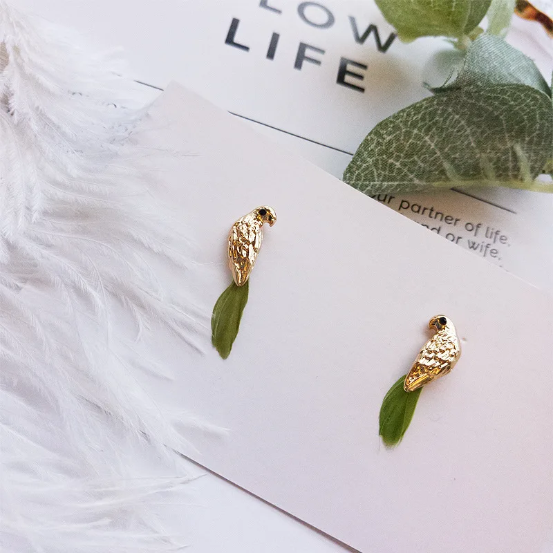 

S925 Minimal Jewelry Joker Vintage Tide Girl Simple Cute Bird Earrings