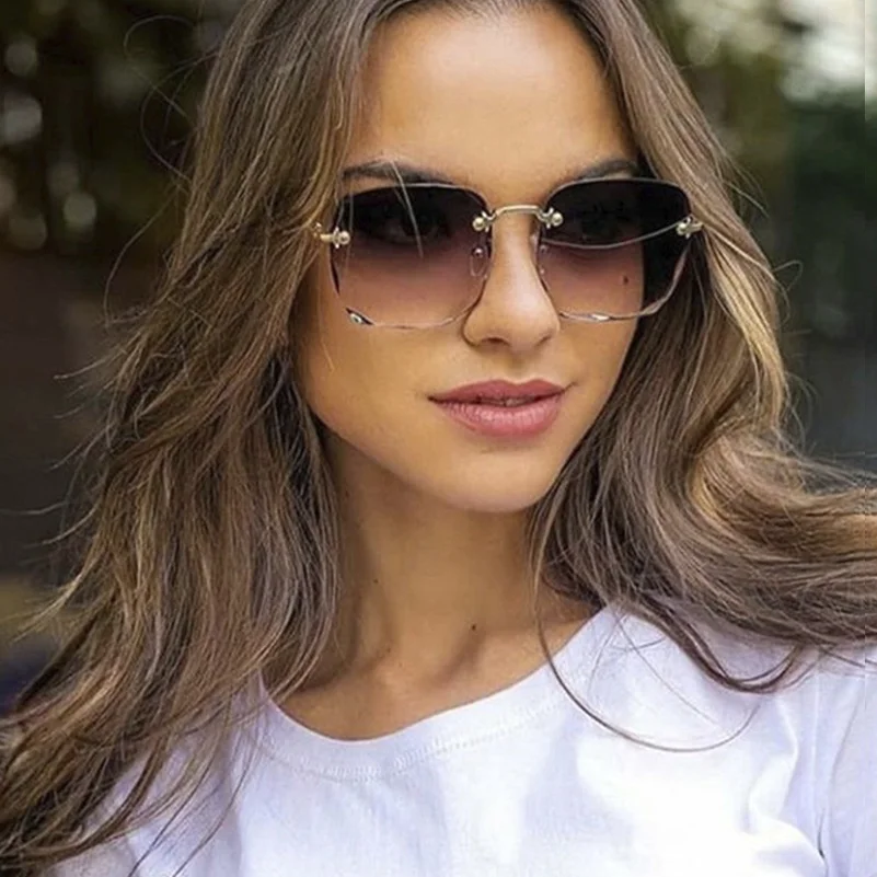 

European and American Trend Big Framed Square Sunglasses Frameless Women's Street Style Cross Border Sunglasses, 7 colors