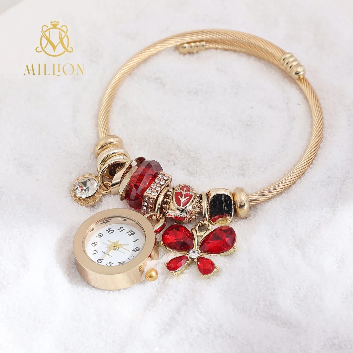 

SBW9899 2022 New Hot Sale Adjustable Heart Color Crystal Butterfly Elephant Bracelet Watch Women