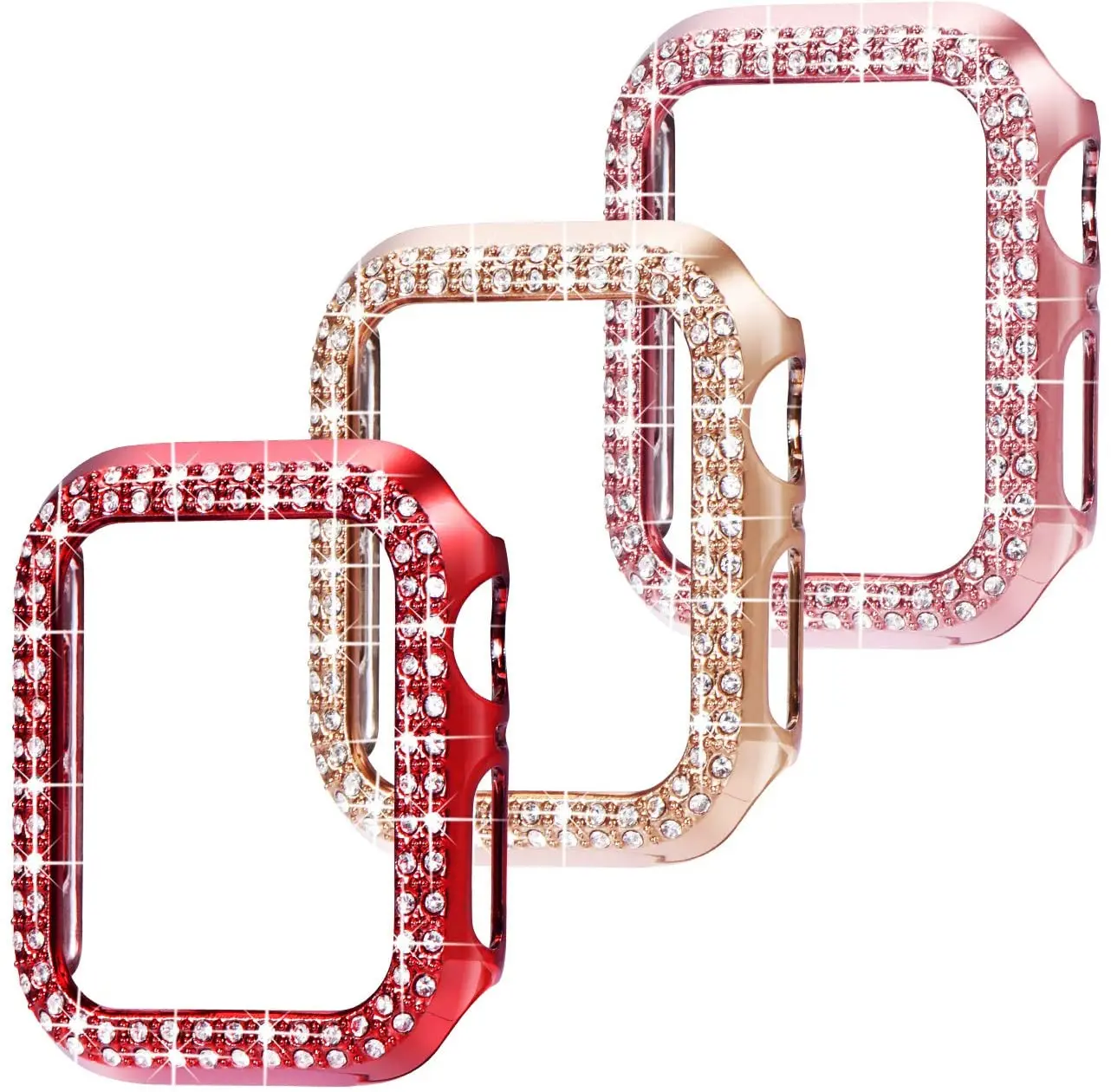 

Bling Bumper Cover for iwatch series 3 4 5 6 se Smart Watch Accessories Diamond Case for Apple Watch 44mm 40mm 42mm 38mm, Multi colors