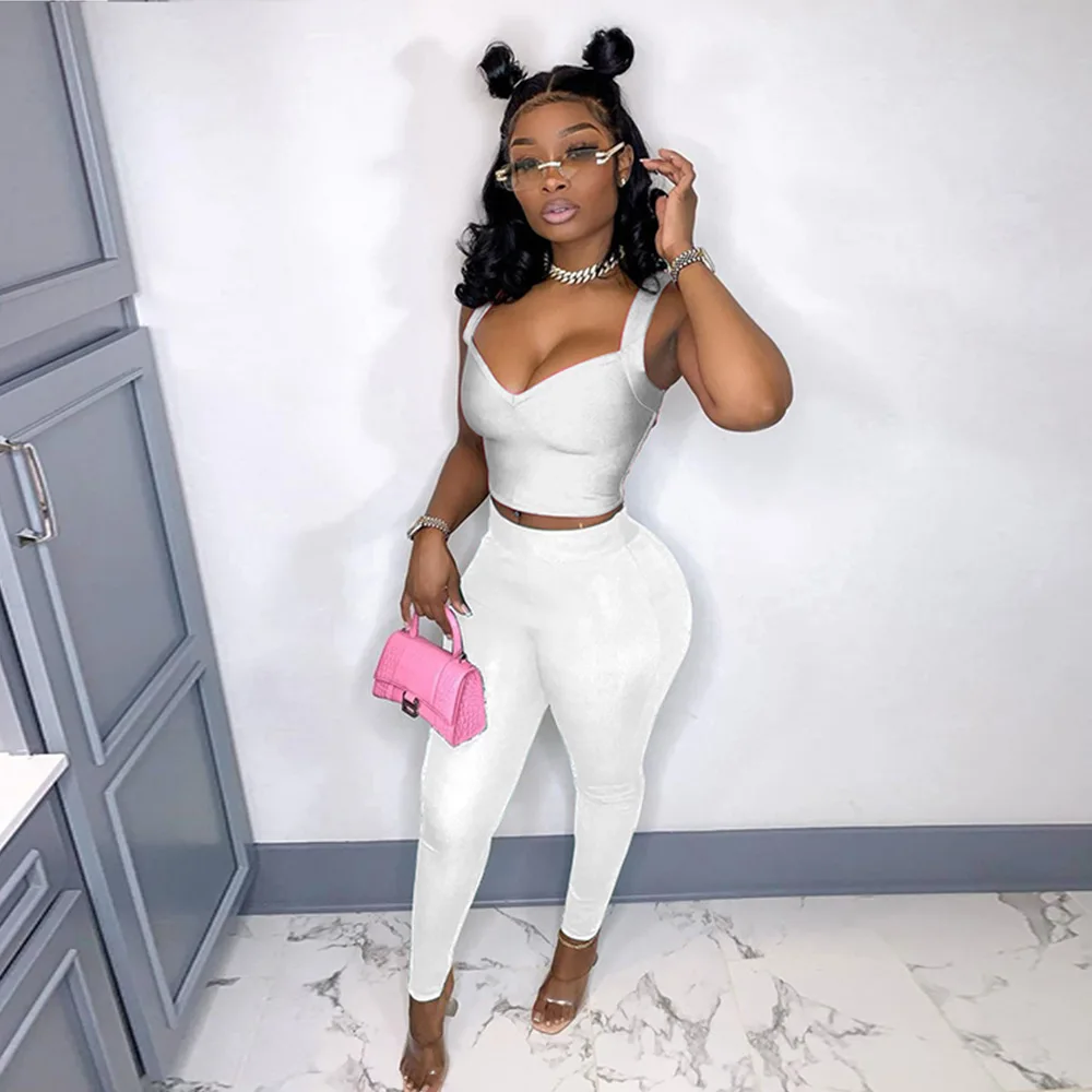 

Outdoor Casual Outfit Sportswear Vest Pants Trousers Jumpsuit Bodycon Night Club Suit Women's, Picture color