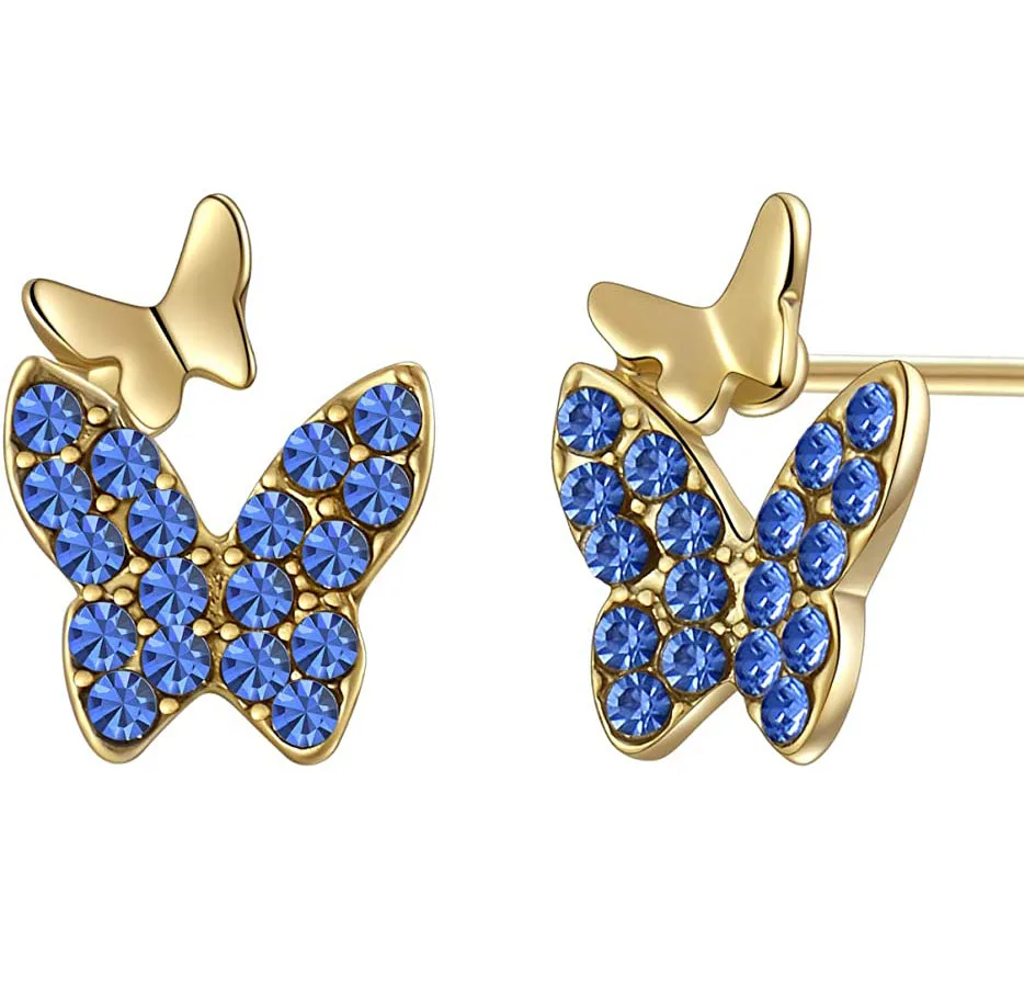 

Silver Needle Personality Petite Butterfly Stud Earrings Zircon Earrings for Women
