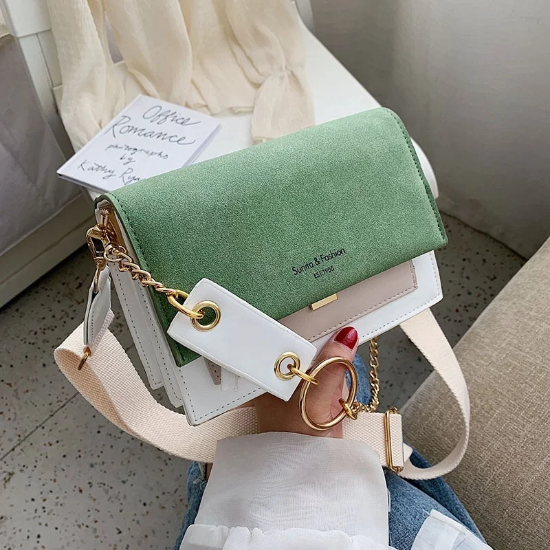 

BM9275 Scrub Leather Contrast Color Crossbody Bags For Women 2020 Chain Messenger Shoulder Bag Ladies Purses and Handbags