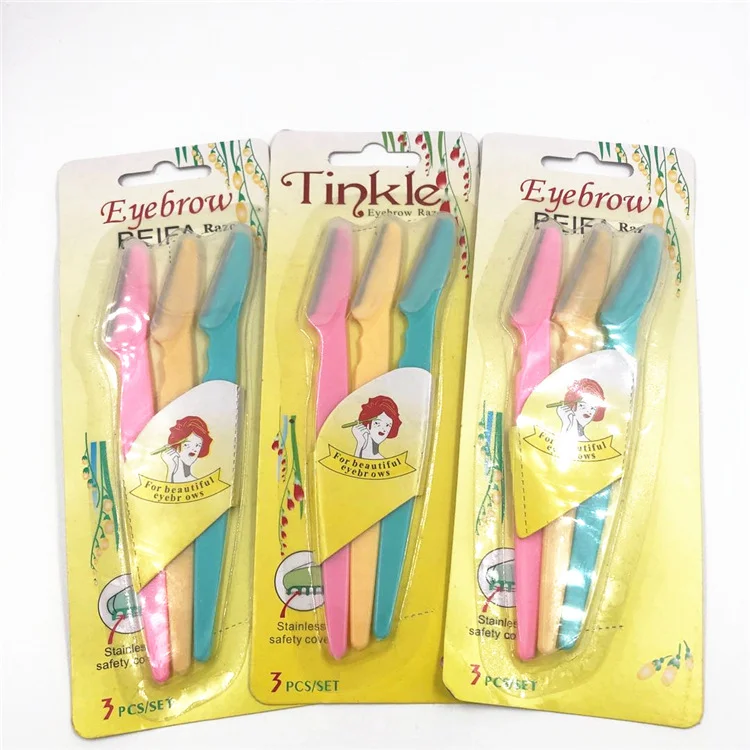 

Custom logo women eyebrow shaver 3pcs eyebrow razor set eyebrow trimmer, As show