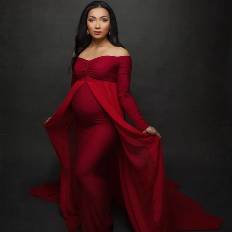 

Wholesale Long Cloak Baby Shower Maternity Photoshoot Dress Women Dress For Party