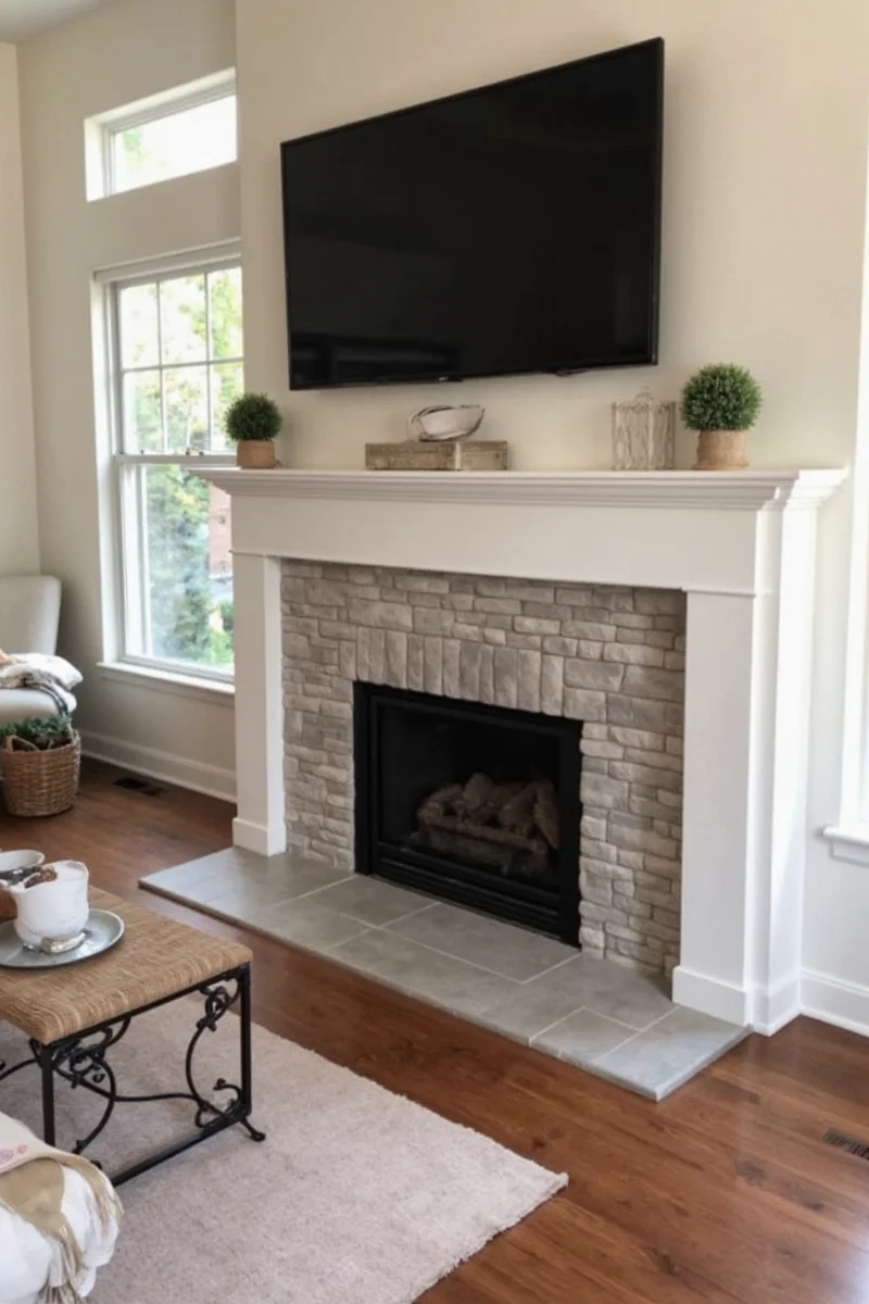 Custom built-in media wall with TV and fireplace