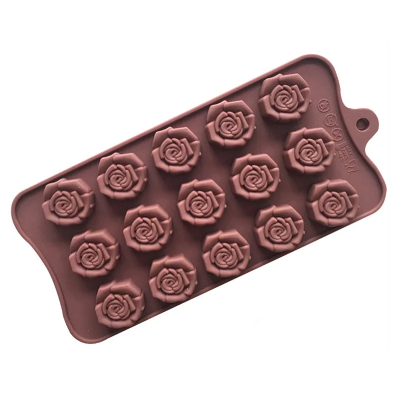 

Hot popular 15-cavity rose chocolate mold silicone hand-cold soap jelly mousse mold, Customized color