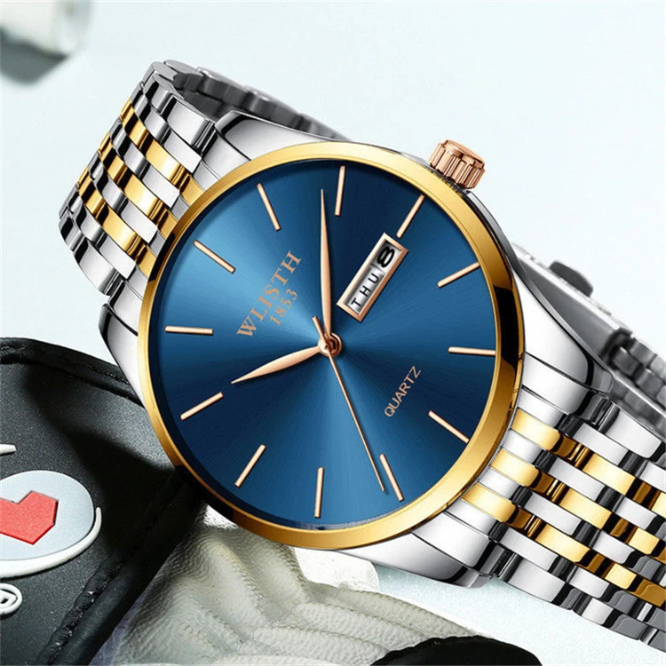 

Men's Watches Top Brand Luxury Ultra-thin Male Clock Steel Display Week Date Fashion Quartz-Watch Business Men Wrist Watches