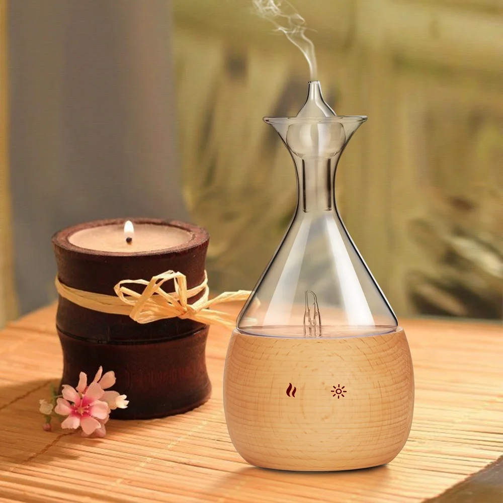 

Amazon best selling wood glass Aroma Nebulizer Diffuser for home/office/yoga, Natural ceramic+glass