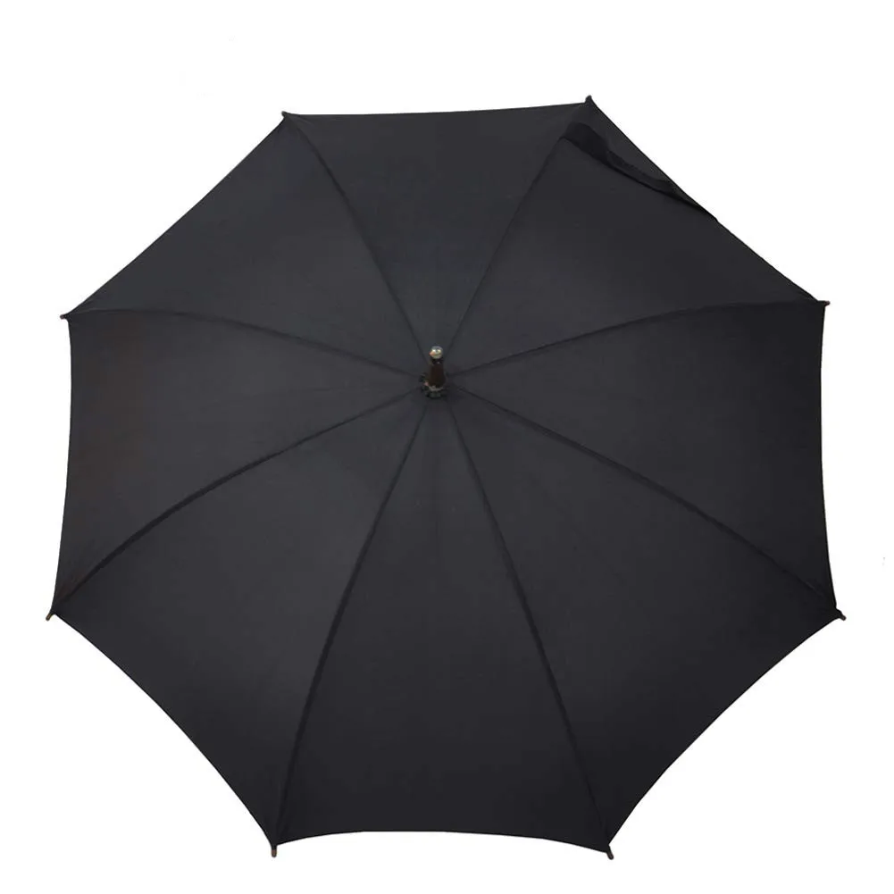 Stick Umbrella Automatic Open Curved Wood Hook Handle Black Rain