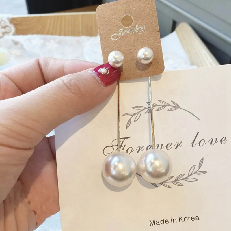 

Korean New Simple Big Simulated Pearl Beads Drop Earrings For Women Elegant Party Ear Jewelry Fashion Brincos