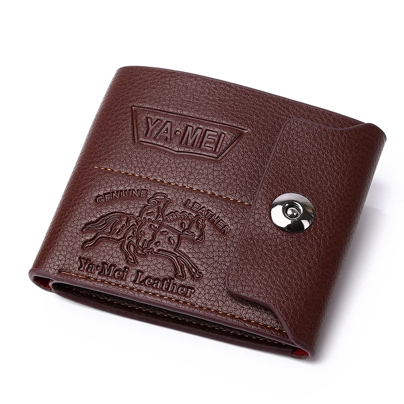 

Amazon best selling slim short card holder billfold wallet men pu leather men's wallet