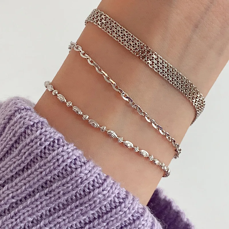 

Bling Bling S925 Silver Plated Link Chain Bracelet Super Sparkling Real Silver Multi Layer Bangle Bracelet For Girl