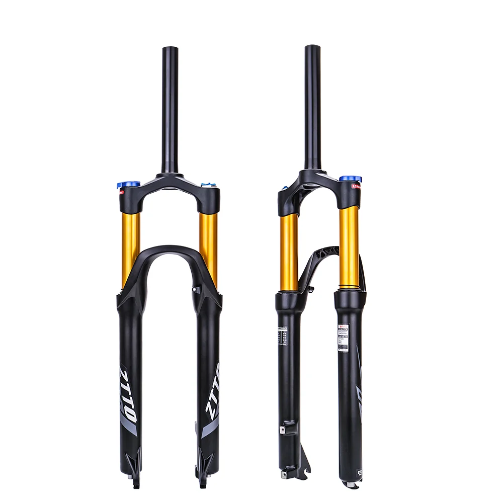 

ZTTO MTB 120mm Travel Air Suspension Fork 26 27.5 29 Inch QR Quick Release Straight Tube 1 1/8" For Mountain Bike Gold Color