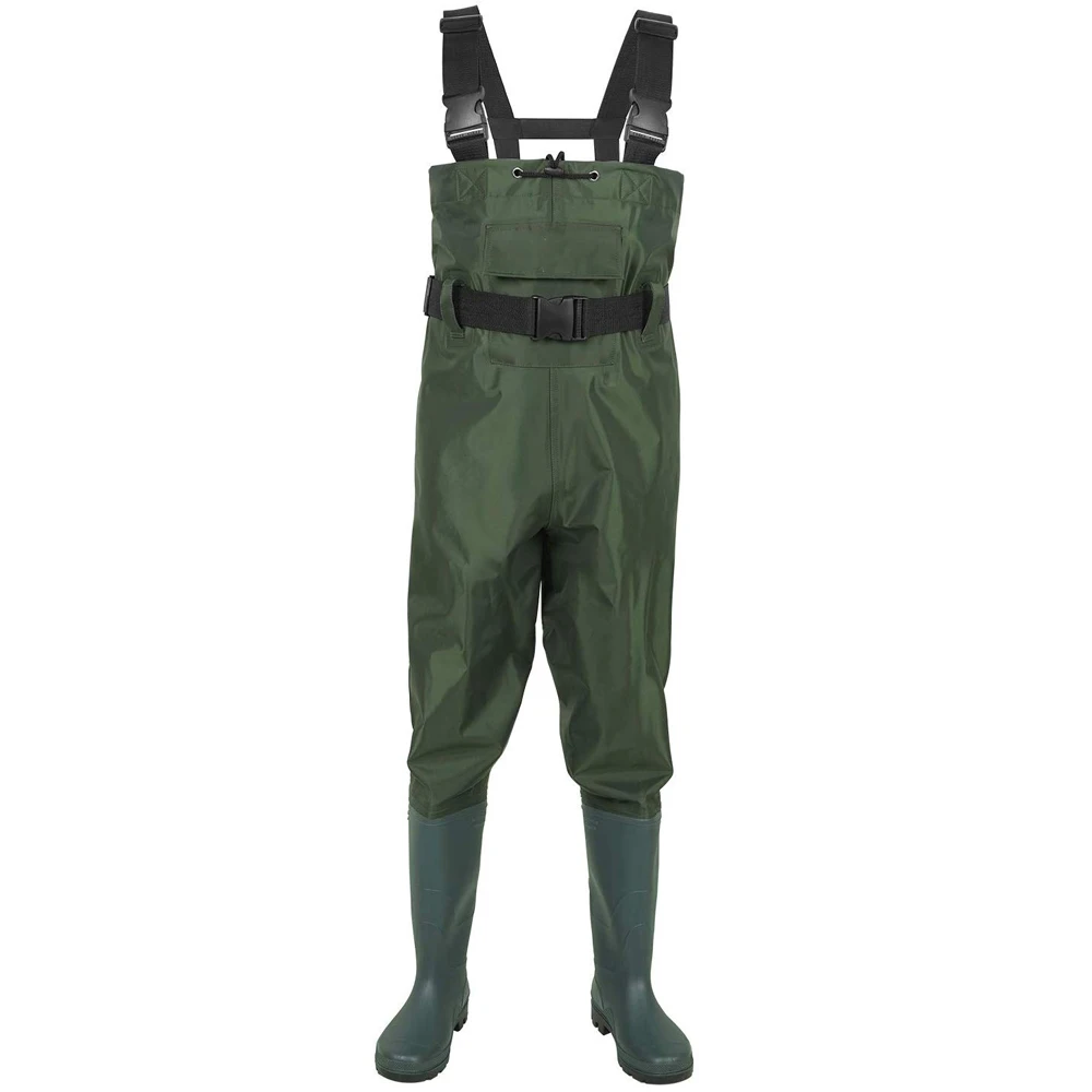 
Bootfoot chest wader, 2-Ply Nylon/PVC waterproof fishing & hunting waders for Men and Women (Green and Brown) B07 