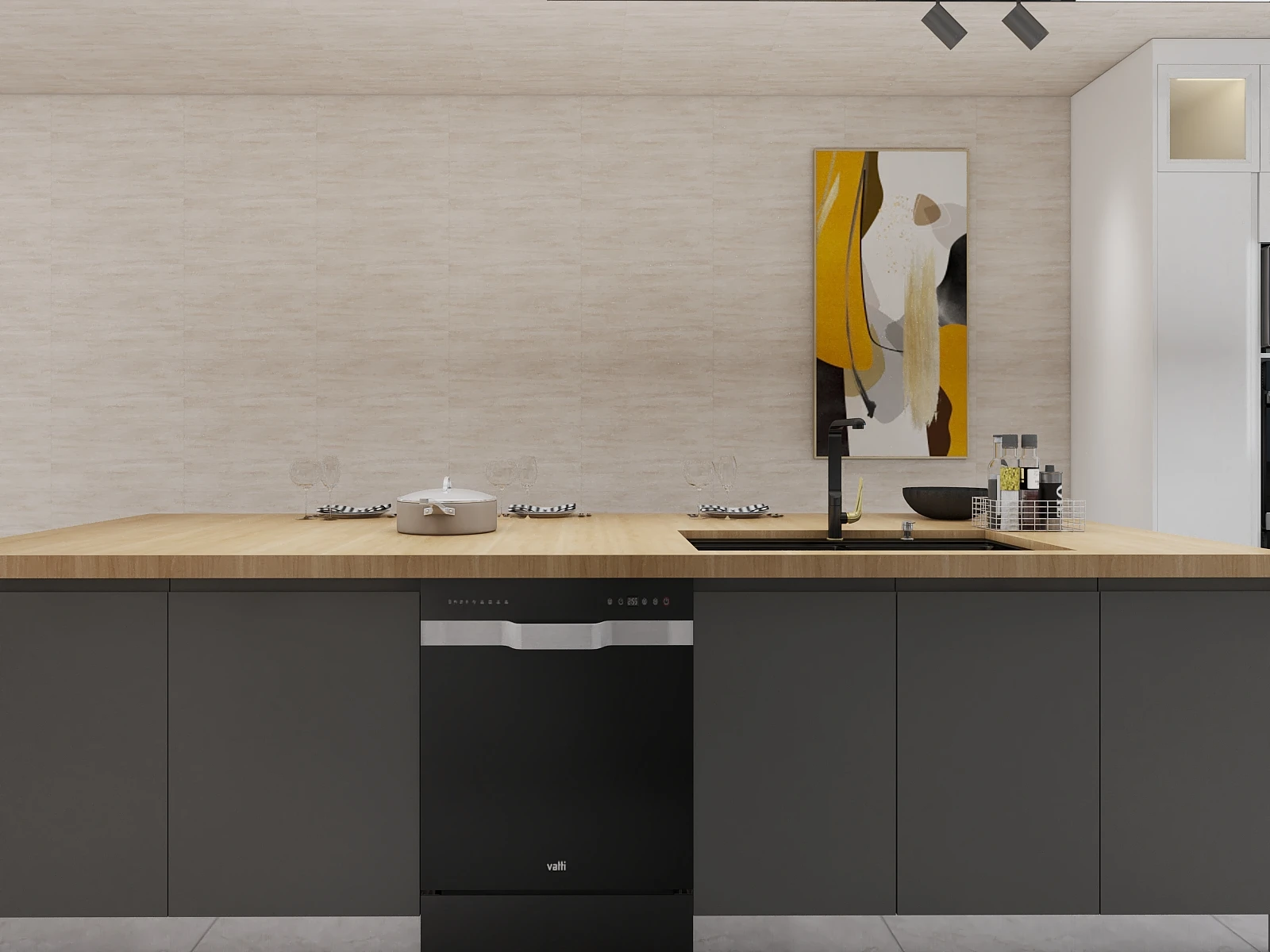 High Gloss Kitchen Cabinet Modern Grey Base Cabinet And ...