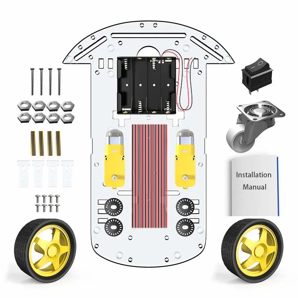 
Speed Encoder 2WD Motor educational Smart Robot tracing Car Chassis Kit with Battery Box 